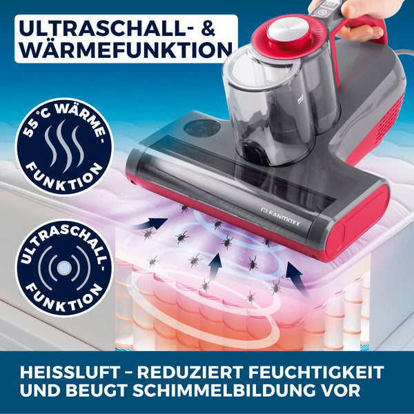 CLEANmaxx Milbensauger Rotation Power - entfernt 99,9 % Milben - mit UV-C-Licht