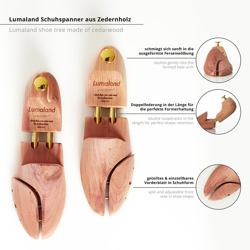 LUMALAND Schuhspanner unisex - Zedernholz - Größe 42/43