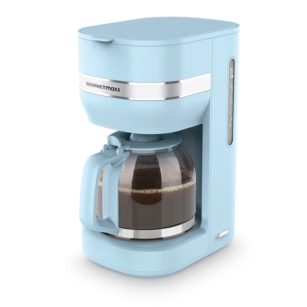 GOURMETmaxx Kaffeemaschine mit Glaskanne, Warmhaltefunktion, Antitropf-Vorrichtung und Wasserstandsanzeige, 1,5 l, Blau.