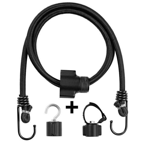ModulFix - Multifunktionales Spanngummi-System - Basis-Set mit verstellbarer Länge, Haken und Klettverschluss für flexible Befestigungsmöglichkeiten.