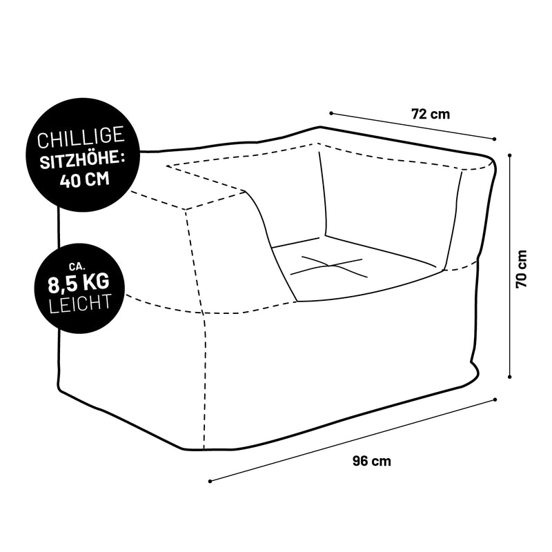 LUMALAND Modularer Sessel aus der Cord-Reihe, 96x72x70 cm - Bezug soft & waschbar - Senfgelb