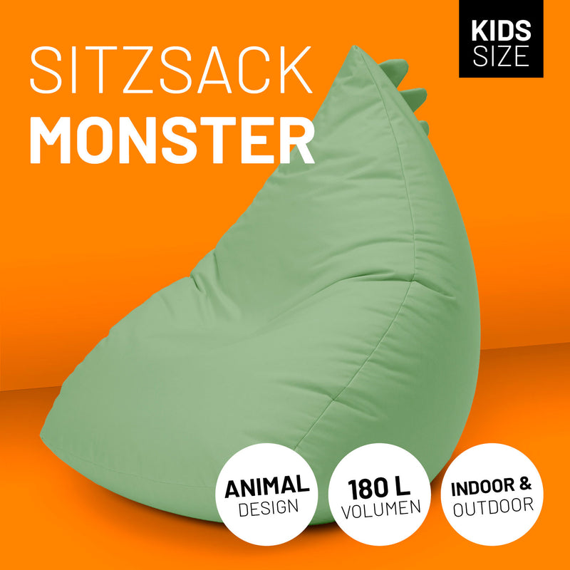 LUMALAND Kindersitzsack Animal Line Monster - Pastell Grün