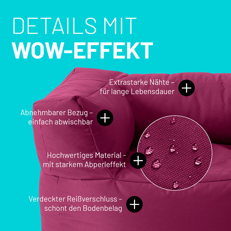 LUMALAND Sitzsack-Sofa Sessel - Kombinierbar mit dem Modularen System - 400 L - Rotwein