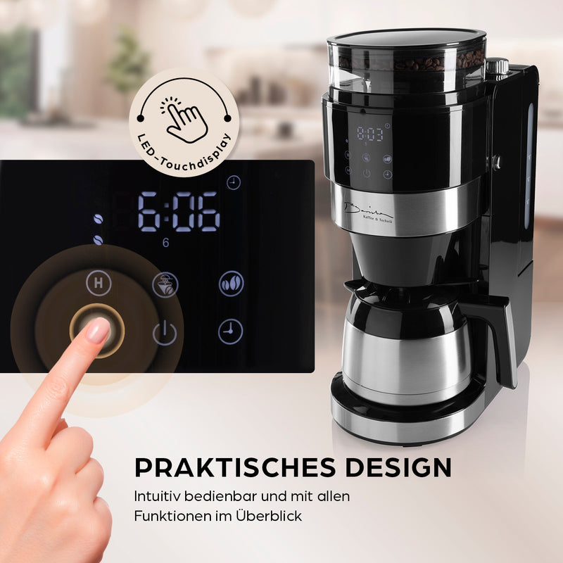 Barista Filterkaffeemaschine Touch Iso mit Mahlwerk und LED-Touchdisplay - 800W