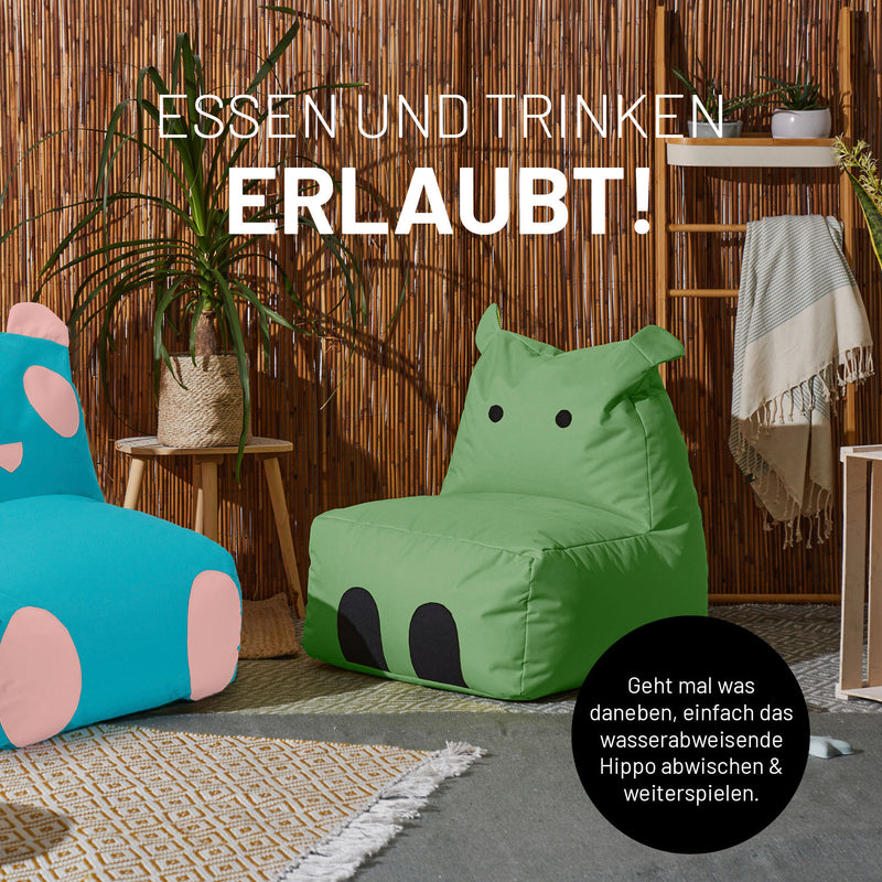 LUMALAND Animal Line Kindersitzsack Hippo - Pastell Grün