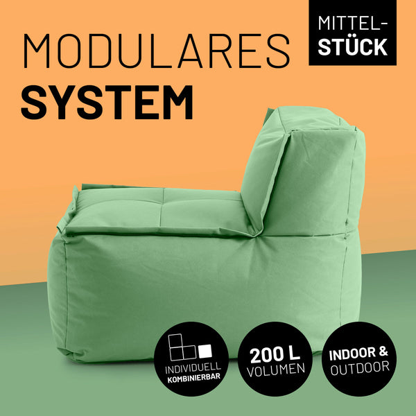 LUMALAND Sitzsack-Sofa Mittelstück - Kombinierbar mit Modularem System - 200 L - Pastell Grün