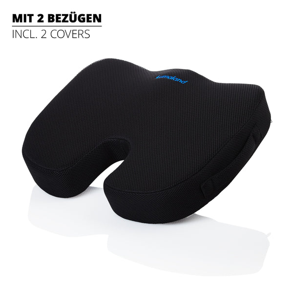 LUMALAND Memorykissen - Premium Sitzkissen mit ergonomischem Ausschnitt, rutschfest und mit 2 waschbaren Bezügen.