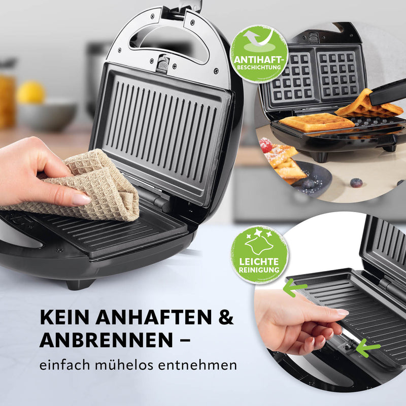 GOURMETmaxx Tischgrill Vario - Für Grillgut, Waffeln & Sandwiches