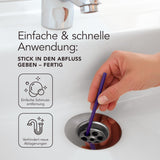 EASYmaxx Abflussreiniger-Stick Lavendel 50er-Set wird einfach in den Abfluss gesteckt für schnelle Reinigung und Geruchsentfernung.