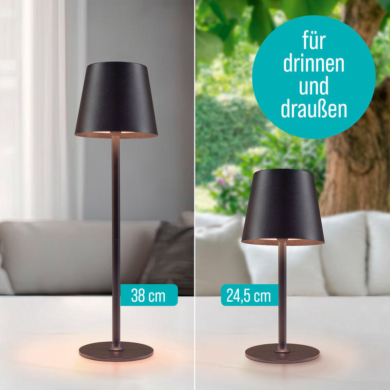 EASYmaxx LED-Akku-Tischleuchte - in- & outdoor, kabellos & warmweiß, mit Dimmer