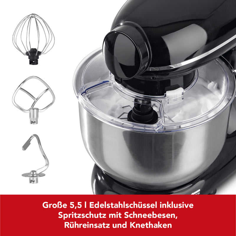 GOURMETmaxx Küchenmaschine 3in1 - 15-tlg. - Metallic Schwarz