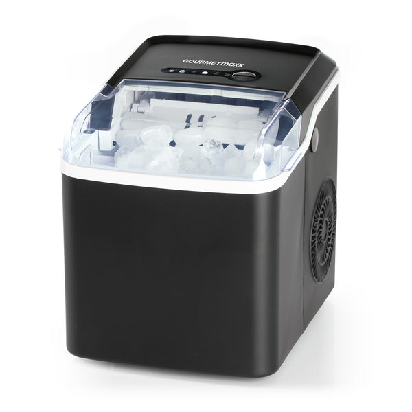 GOURMETmaxx Eiswürfelbereiter - schwarz mit 1,3-L Wassertank, zwei Eiswürfelgrößen und schnellem Eisbereiten in ca. 8 Minuten.