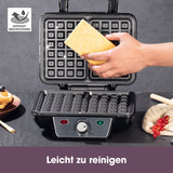 GOURMETmaxx Waffeleisen für Belgische Waffeln mit Antihaftbeschichtung und stufenlos einstellbarem Bräunungsgrad, leicht zu reinigen.