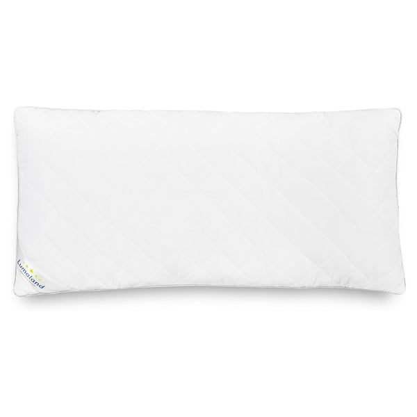 LUMALAND Kopfkissen 40 x 80 cm mit 800 g Füllgewicht, weiß, weich, voluminös, waschbar bis 95 °C, mit Reißverschluss zur individuellen Befüllung.