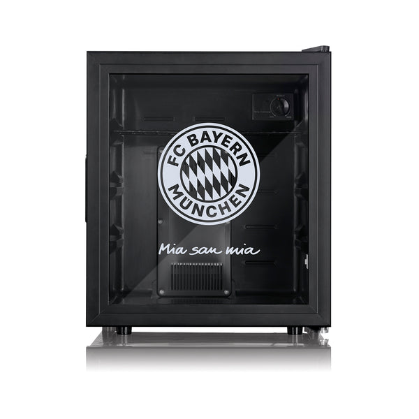 FC BAYERN MÜNCHEN Kühlschrank mit Glastür mit Logo, 50 l, schwarz/rot, Mini-Kühlschrank mit Temperaturbereich 5-12 °C
