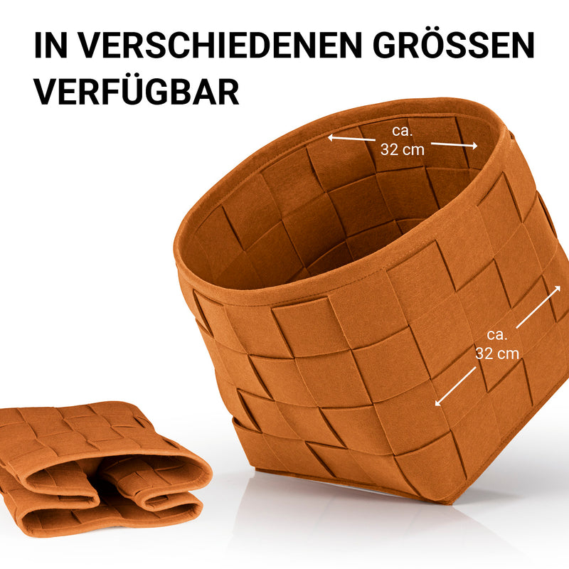 N8WERK Filz-Aufbewahrungskorb M rostfarben, 32 x 32 x 32 cm, faltbar, strapazierfähig, bodenschonend, vielseitig einsetzbar im Haushalt.