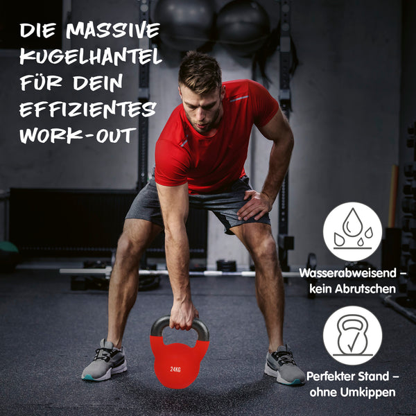 #DoYourFitness Kettlebell - Kugelhantel aus massivem Gusseisen mit Neoprenbeschichtung - 24 kg