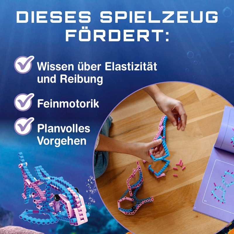 cbionic Flexibles Klemmbaustein-System - 2-in-1 Seepferdchen oder Fisch - Bewegungen der Natur erforschen & entdecken