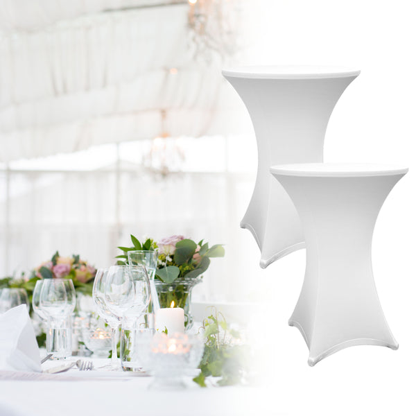 LUMALAND Stehtischhusse - Tisch Bezug - Husse -  Ø 70-75 cm - Weiß - 10er-Set