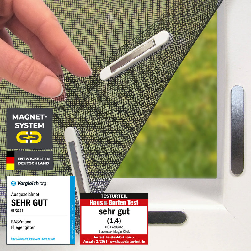 EASYmaxx Insect Protect Insektenschutzgitter mit Magnet - Fenster bis 150x180cm