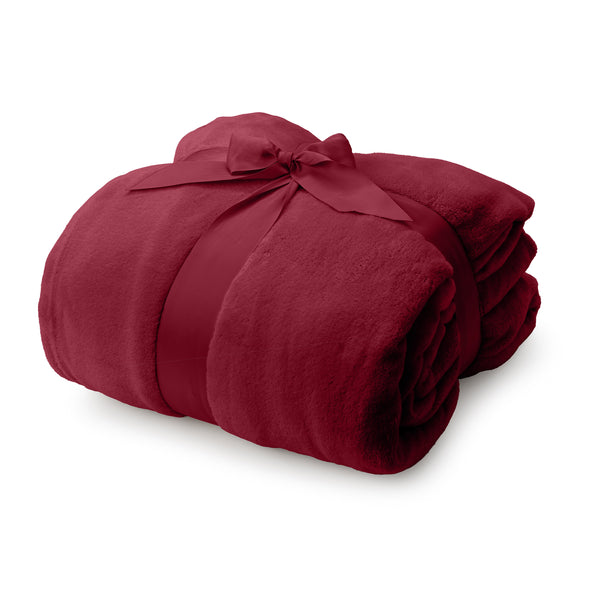 LUMALAND Kuscheldecke - 150 x 180cm, weiches Coral-Fleece in Bordeaux, ideal als Sofadecke, Tagesdecke oder Wolldecke.