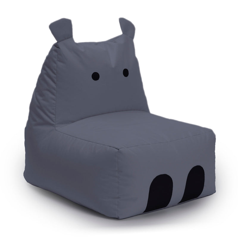 LUMALAND Animal Line Kindersitzsack Hippo - Stahlgrau