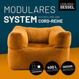 LUMALAND Modularer Sessel aus der Cord-Reihe, 96x72x70 cm - Bezug soft & waschbar - Senfgelb