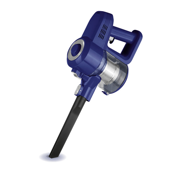CLEANmaxx Akku-Zyklon-Staubsauger blau/silber kabelloser Handstaubsauger mit Fugendüse und beutelloser Zyklontechnik.