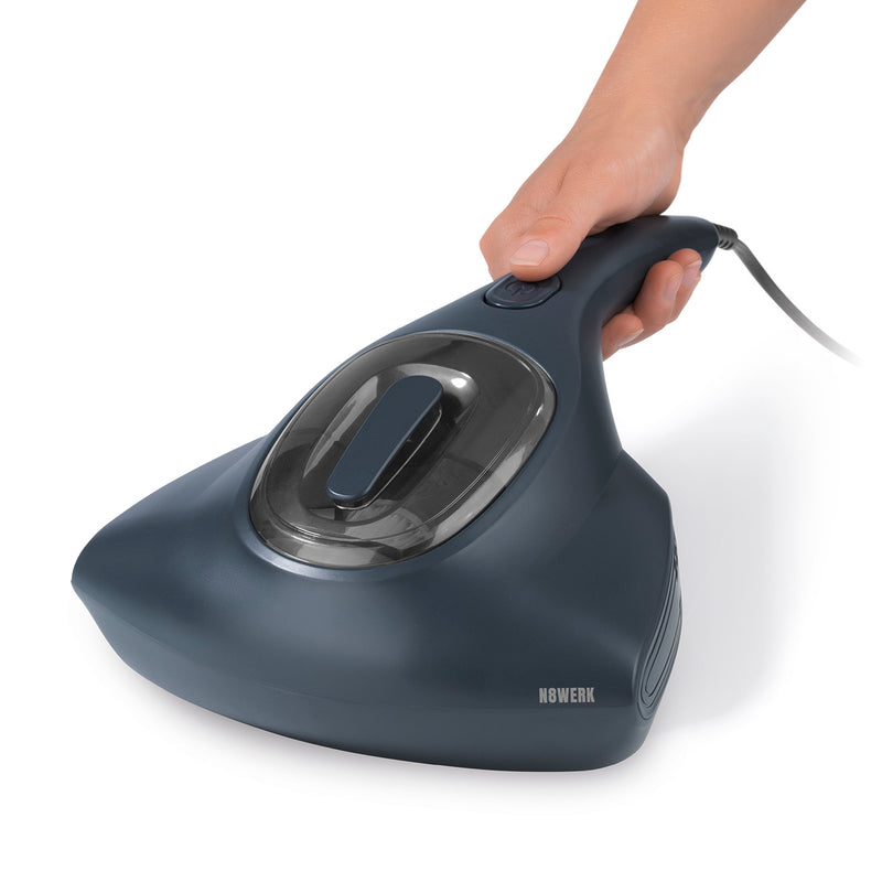 N8WERK Milbensauger in der Nordic Night Edition mit HEPA 11-Filter und UV-C-Licht zur effektiven Milbenentfernung und Desinfektion.