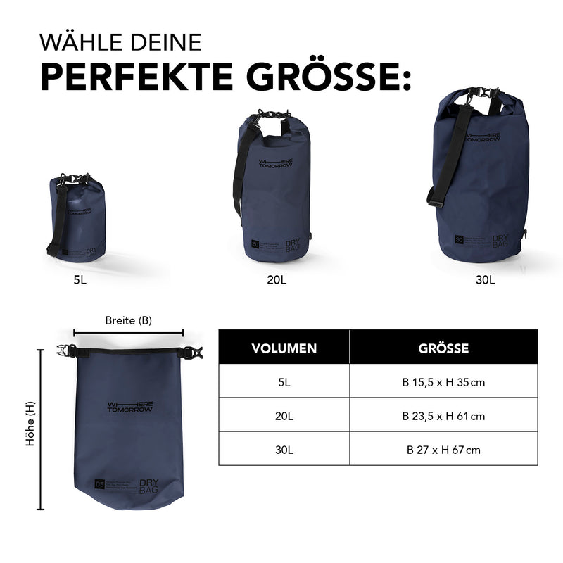 Where Tomorrow Dry Bag 30L - Style 01 - Dunkelblau