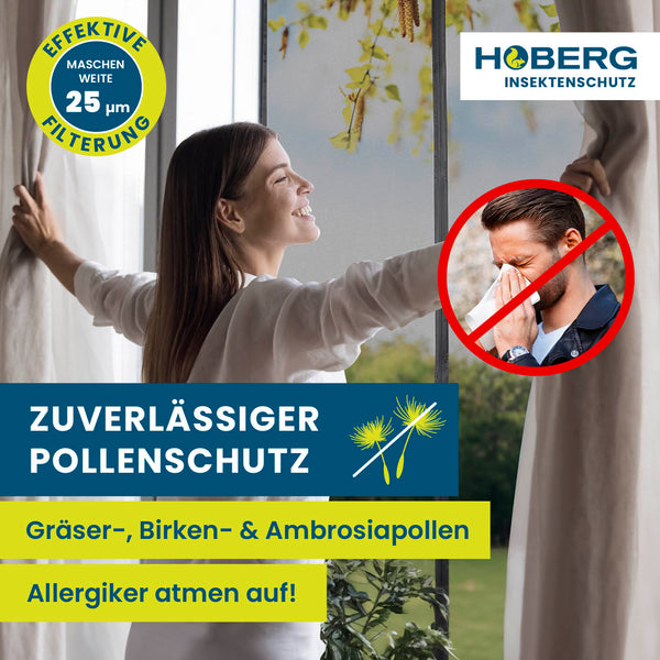 HOBERG Insekten- & Pollenschutzvorhang mit XXL-Magnetbändern – 90 x 210 cm