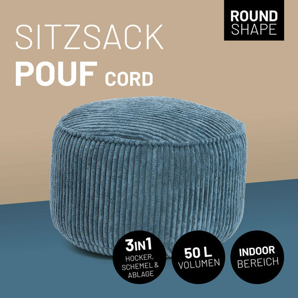 LUMALAND Sitzsack Pouf Cord - Navyblau
