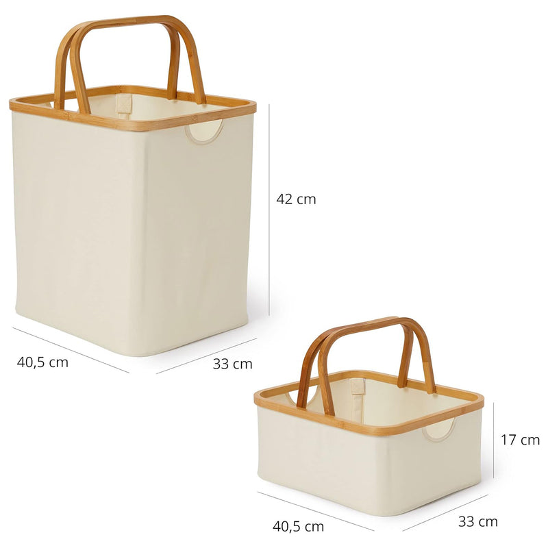 LUMALAND Bambus-Rahmen-Aufbewahrungskorb - 2er-Set - Beige