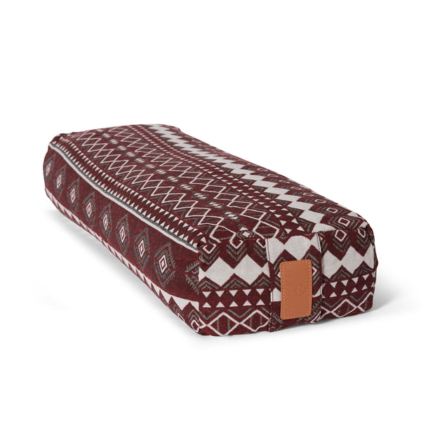 #DoYourYoga Yoga-Bolster Paravati - gefüllt mit Bio-Dinkelspelz - 67 x 22 x 13 cm - Style 2 (Rot-Weiß)