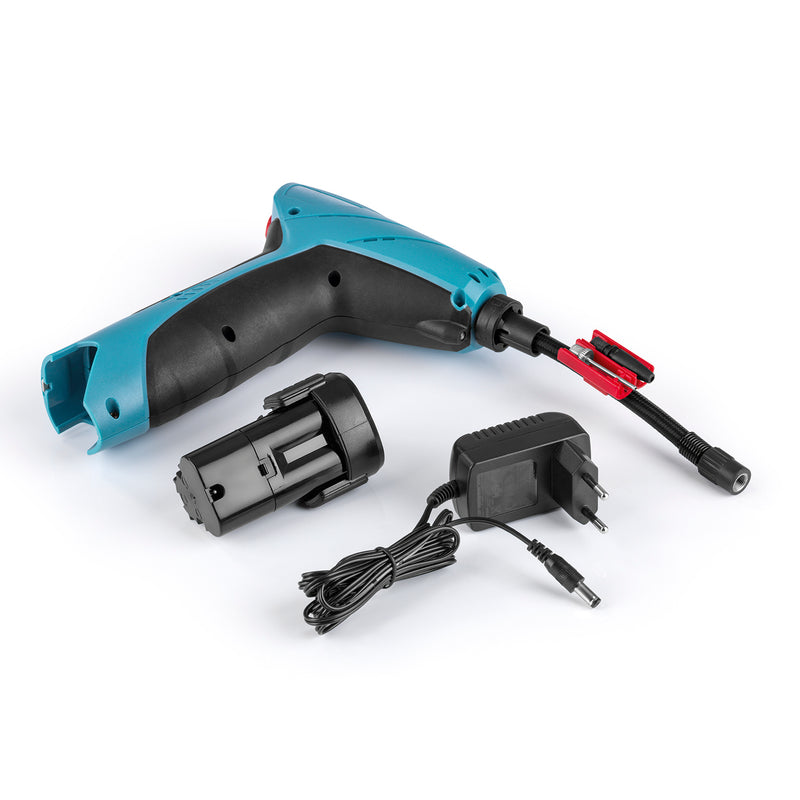 EASYmaxx Akku-Handkompressor mit LED-Beleuchtung blau/schwarz mit Akku, Ladegerät und Luftschlauch für Reifen und Bälle.