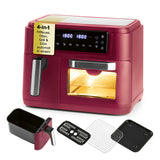 GOURMETmaxx Heißluft-Ofen & Fritteuse 2in1 beere/Edelstahl mit 4-in-1 Funktionen und Touchdisplay für einfache Zubereitung.