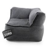 LUMALAND Modulares Eckteil rechts aus der Cord-Reihe, 81x81x70 cm  - Bezug soft & waschbar - Grau