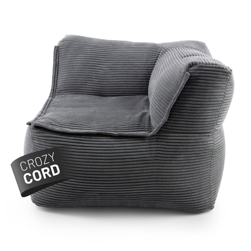 LUMALAND Modulares Eckteil rechts aus der Cord-Reihe, 81x81x70 cm  - Bezug soft & waschbar - Grau
