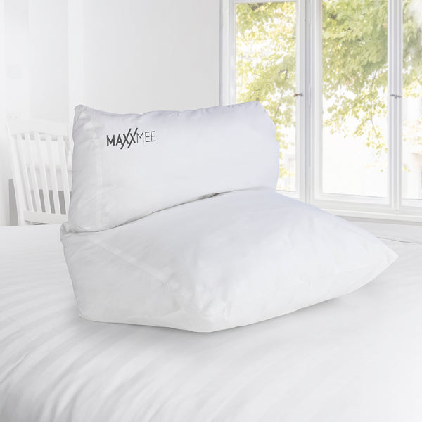 MAXXMEE Flip-Kissen - Flexibles Doppelkissen in weiß mit atmungsaktiver Füllung, stützt Kopf, Rücken und Beine vielseitig.