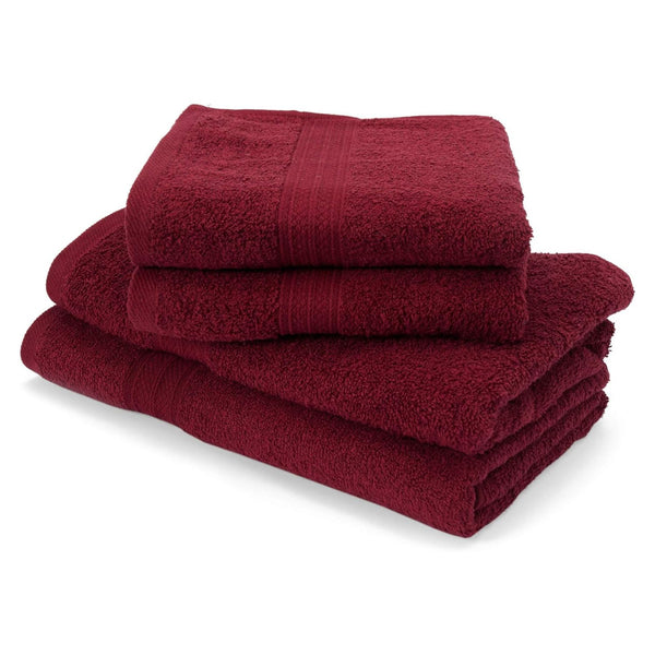 LUMALAND Premium Handtuch-Set - 2 Handtücher (50 x 100 cm) + 2 Badetücher (70 x 140 cm) - Kirsch