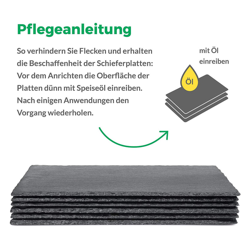 Minuma® Schieferplatten 30x20 cm aus Naturgestein - 6er-Set - Schwarz