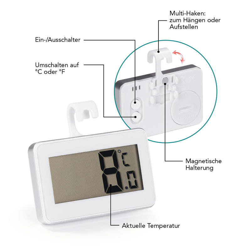 EASYmaxx Kühlschrank Thermometer - Weiß