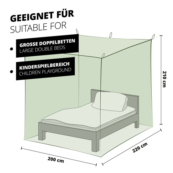 LUMALAND Moskitonetz Mückennetz Insektenabwehr - 220 x 200 x 210 cm - Grün