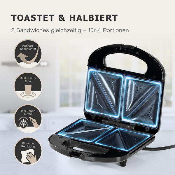 GOURMETmaxx Sandwich Maker mit LED-Kontrollleuchte - Schwarz