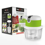 MAXXMEE Multi-Zerkleinerer mit USB-Kabel weiß/limegreen, kompakter Akku-Zerkleinerer mit 350 ml Mixbehälter und Edelstahlklingen