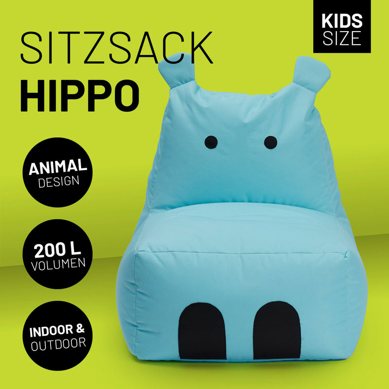 LUMALAND Animal Line Kindersitzsack Hippo - Türkis