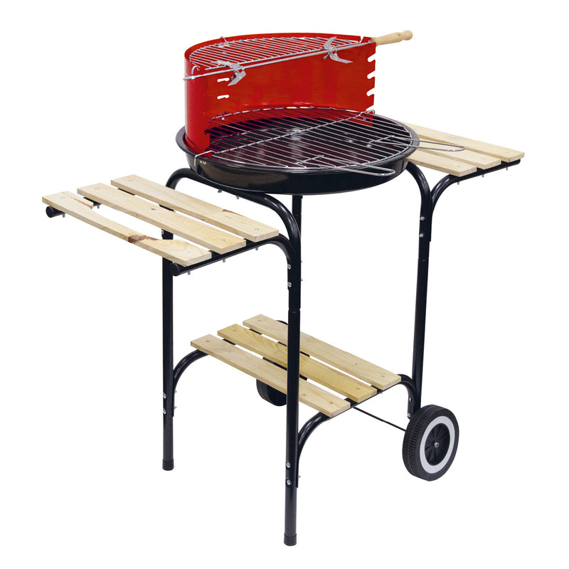 LANDMANN Holzkohle-Grillwagen - 87 cm - schwarz/rot