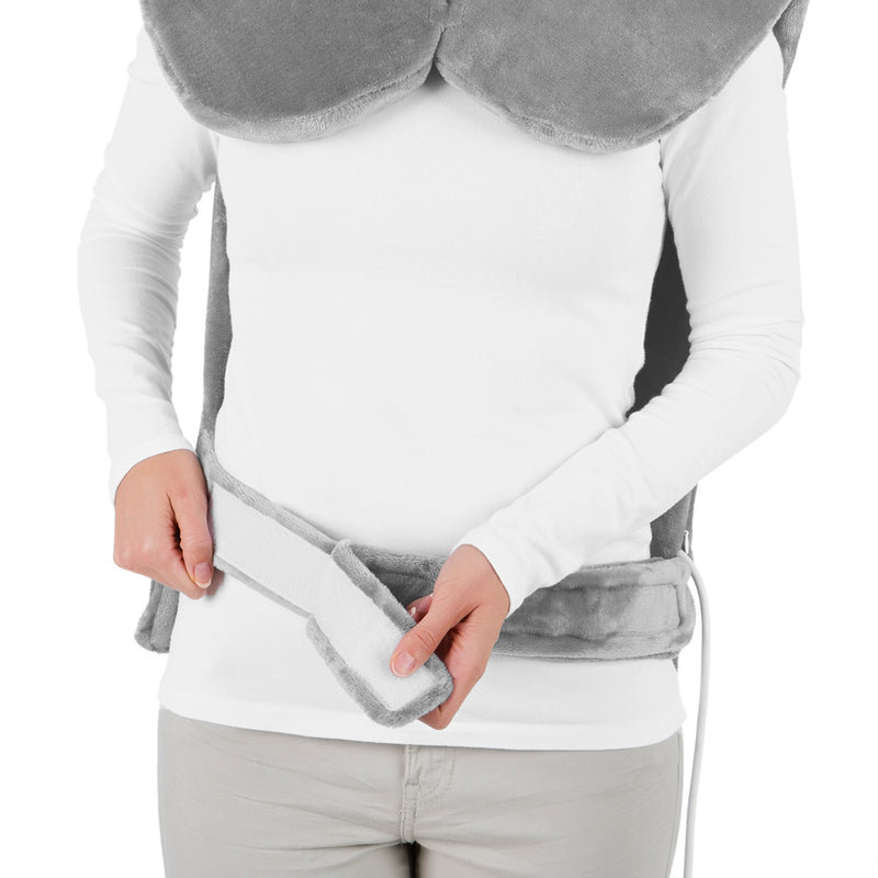 VITALmaxx Heizdecke Nacken & Rücken 2in1 100W Anthrazit mit weichem Fleece, 2 Heiz- und 4 Massagestufen für Rücken und Nacken.