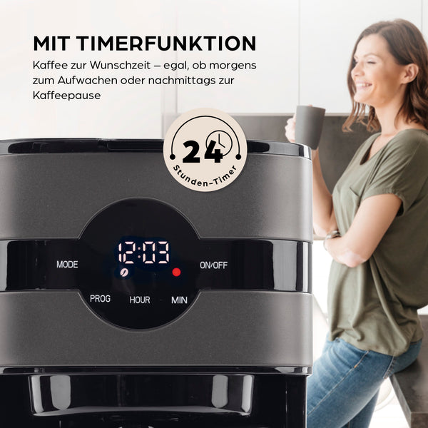 Barista Filterkaffeemaschine Touch Iso mit Isolierkanne mit LED-Touchdisplay und Timerfunktion für frischen Kaffee zur Wunschzeit.