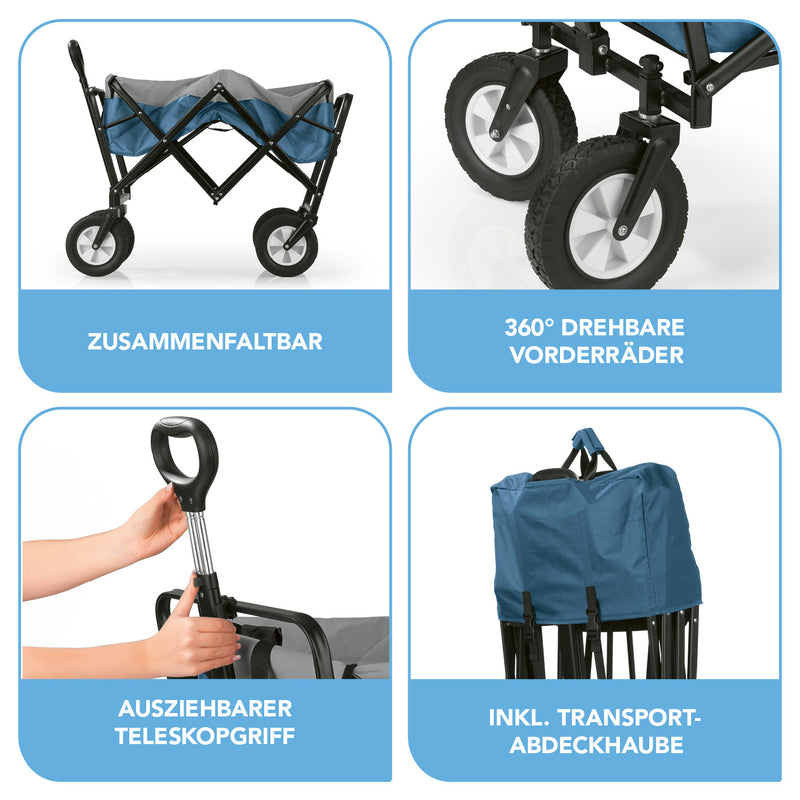 EASYmaxx Bollerwagen faltbar - blau/grau